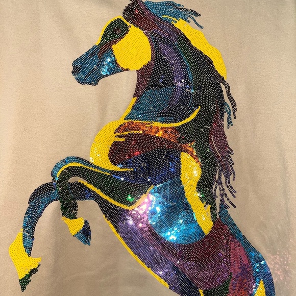 QOS Tan Multi Horse Dress - Picture 4 of 10